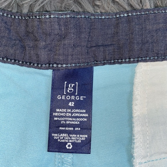 NWT Men's Sz 42 George Soft Turquoise Flat Front Above The Knee Shorts - Picture 6 of 6